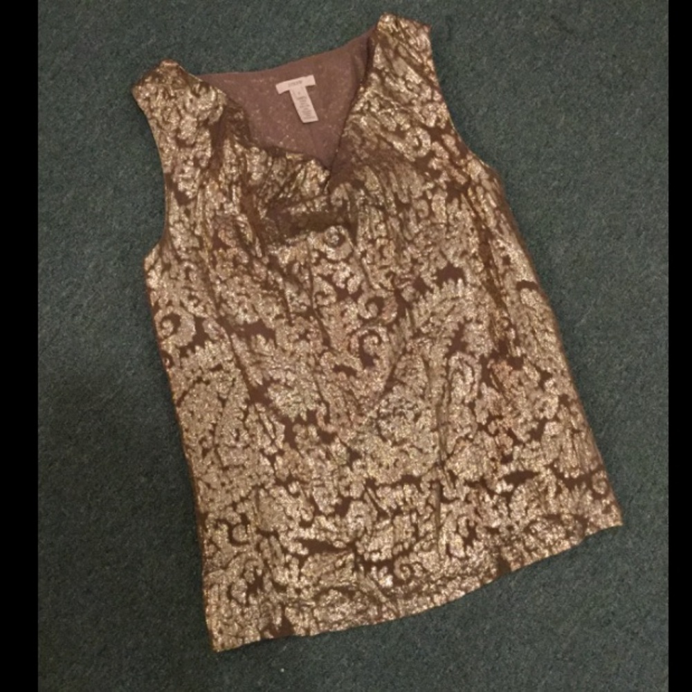 Cowl-neck Gold Patterned Blouse