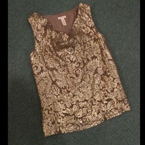 Cowl-neck Gold Patterned Blouse