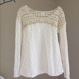 Anthropologie Sweater with Crochet Detail