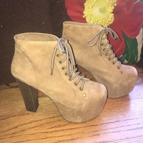 Jeffrey Campbell Lita taupe suede platform booties - Picture 2 of 2