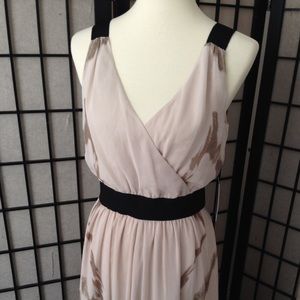 Tan Tie dye style grecian style maxi dress.