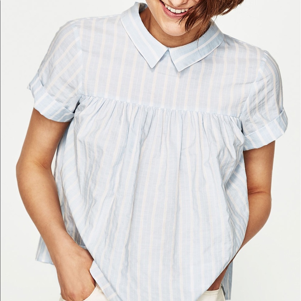 Striped Zara Trafaluc Bow Top