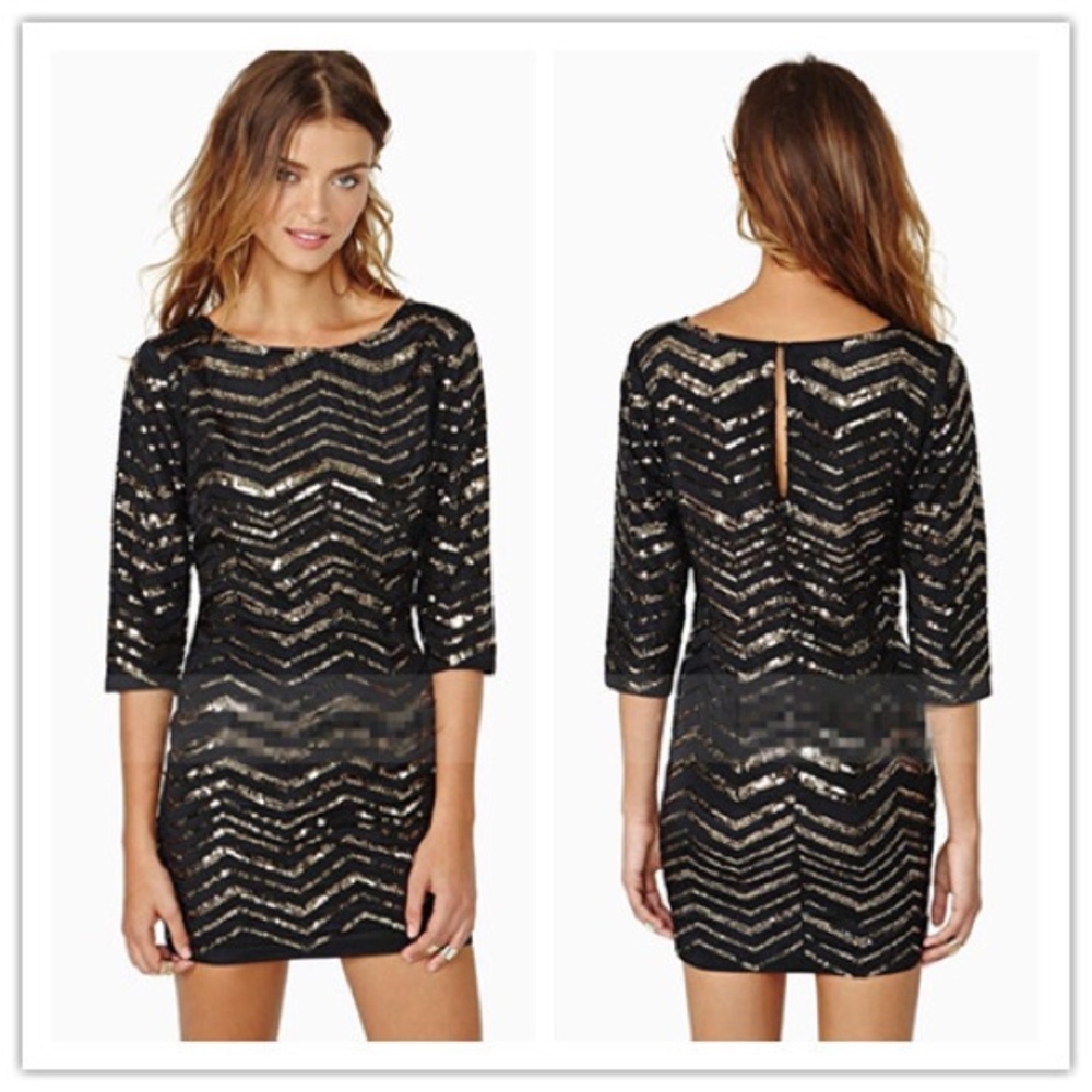 Black and Gold Sequin Dress ✨