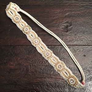 Vintage Head Band w/ faux pearls & rhinestones