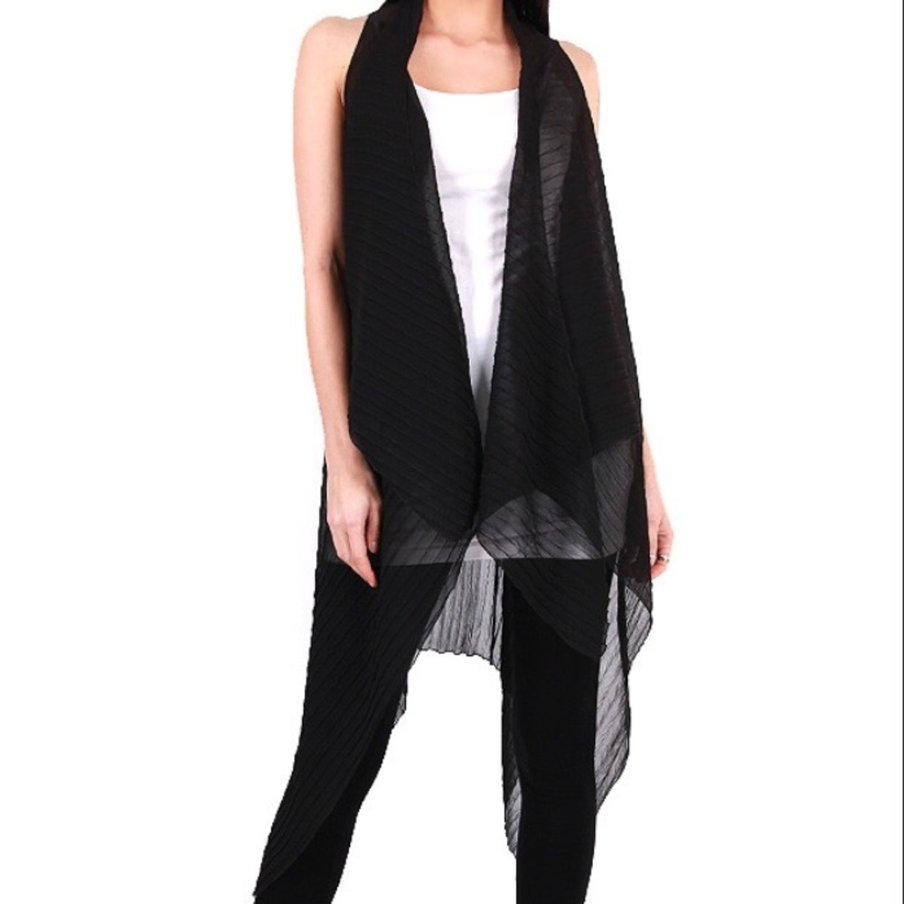 Crinkled Scarf Vest Cover-up Wrap