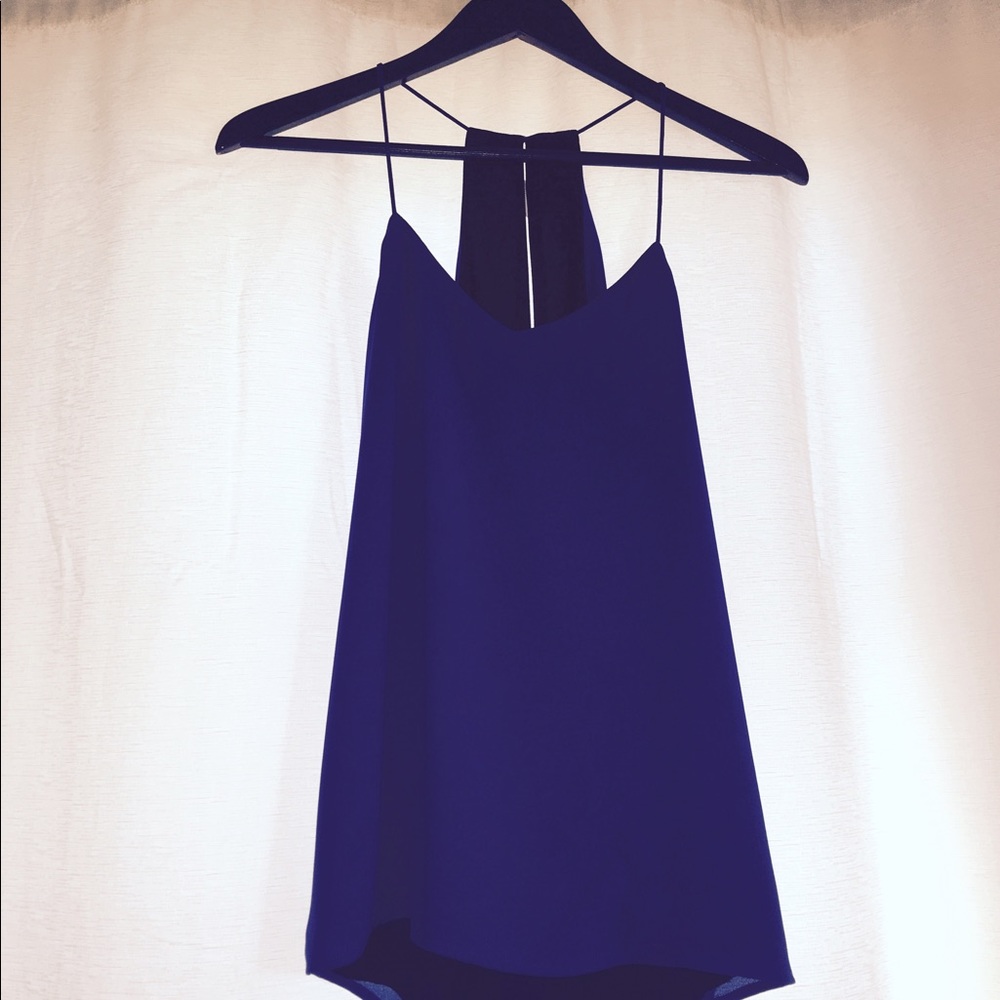 Silky blue top with spaghetti straps