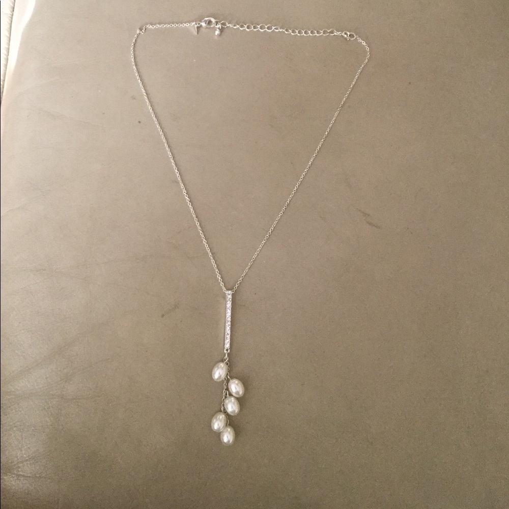 Faux Pearl chain charm necklace