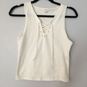 White Tie Up Tank