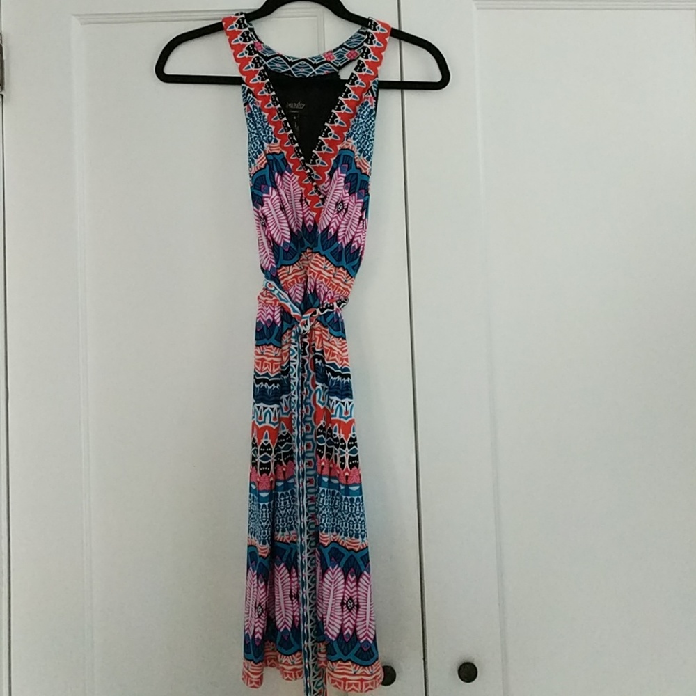 Vguc Laudry faux wrap printed dress with sash