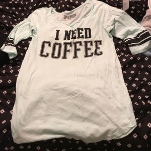 "I Need Coffee" VS Pink Sleep Shirt SZ Medium
