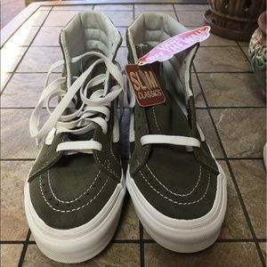 Olive green high top vans