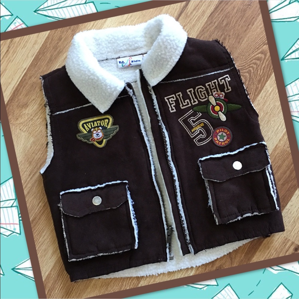 Fleece-lined Aviator Bomber Vest