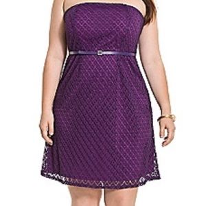 Lane Bryant Purple Geo Lace Tube Dress-Pink Lining