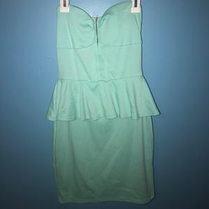 Strapless mint green dress