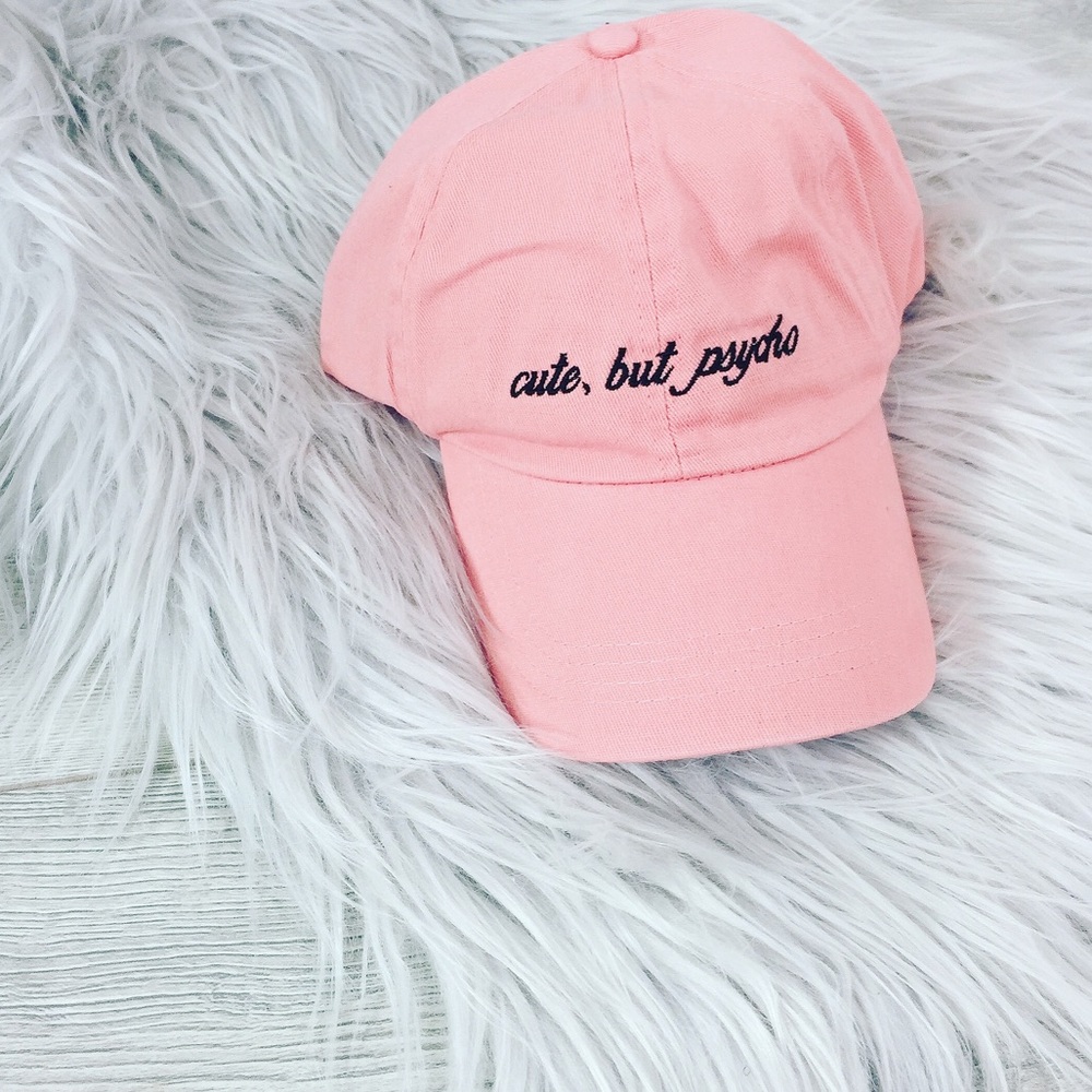 Cute But Psycho Pink Cotton Dad Hat - Picture 1 of 3