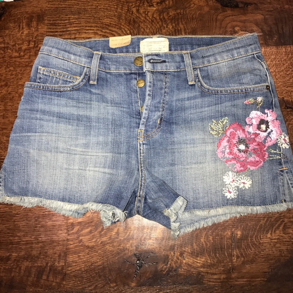 Embroidered Current Elliot Shorts