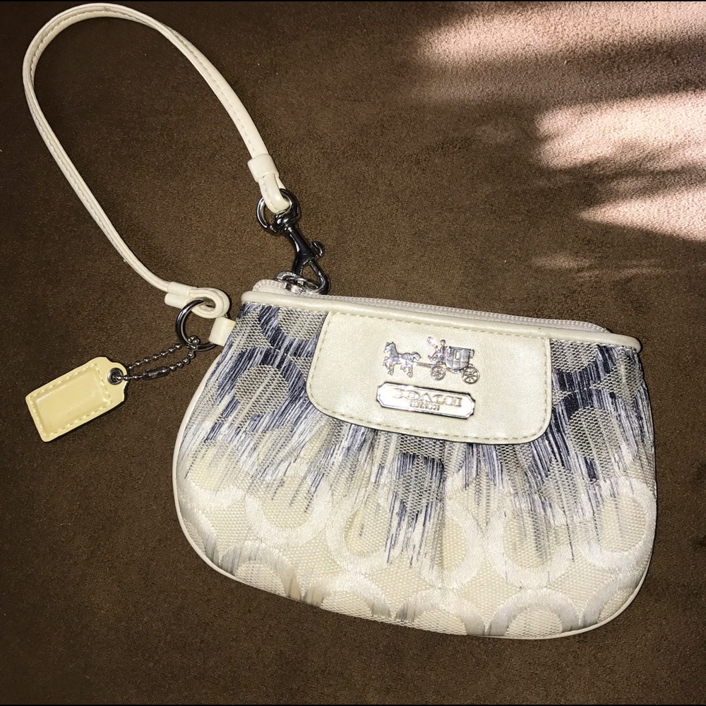Coach blue/silver wristlet