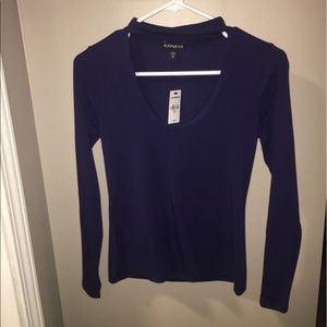 Plunging Mock Neck Choker Top