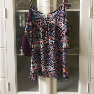 Tribal Shoulder Cut Out Top