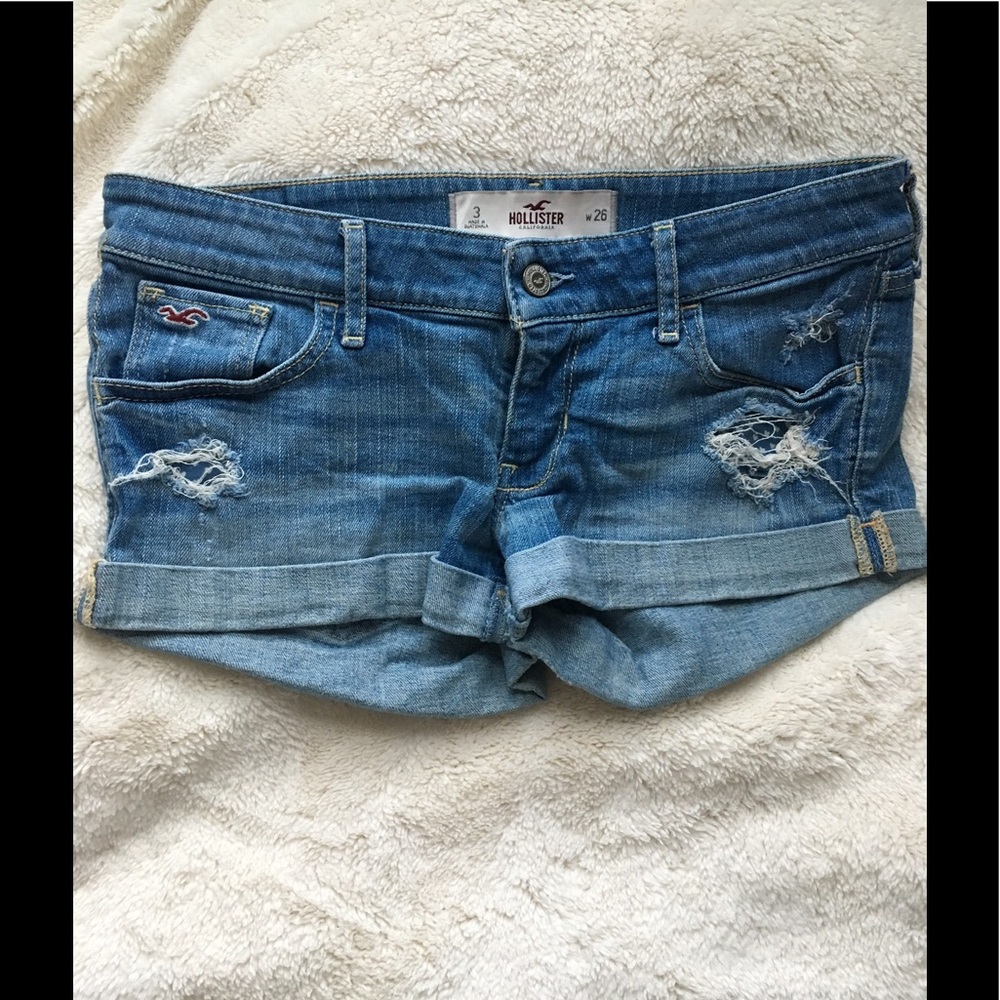 Lightly Distressed Denim Shorts