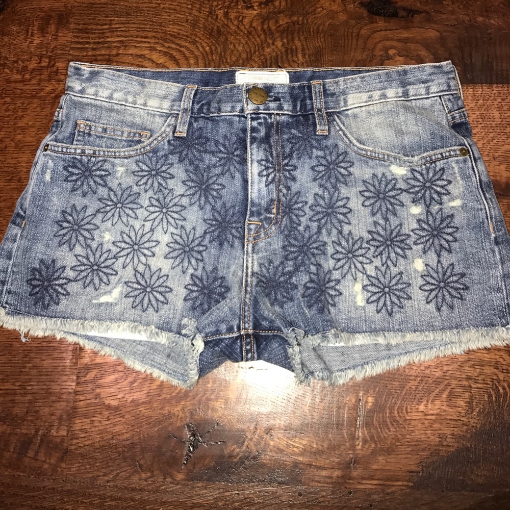 Embroidered jean shorts
