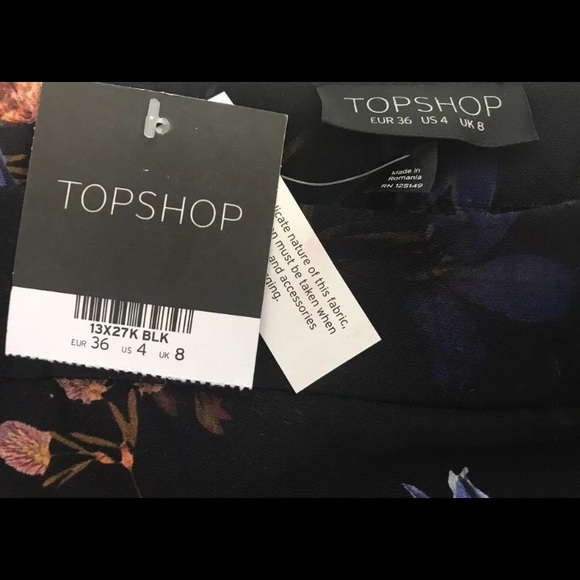 TOPSHOP Women's Floral Off Shoulder Blouse Size 4 - Picture 4 of 8