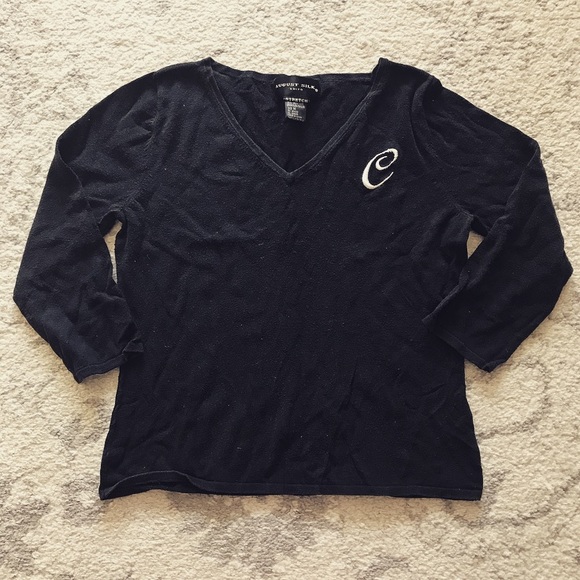Black silk blend monogram initial "C" shirt - Picture 1 of 6