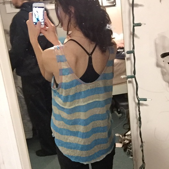 Blue and Cream Sporty Tank Top - Picture 6 of 6