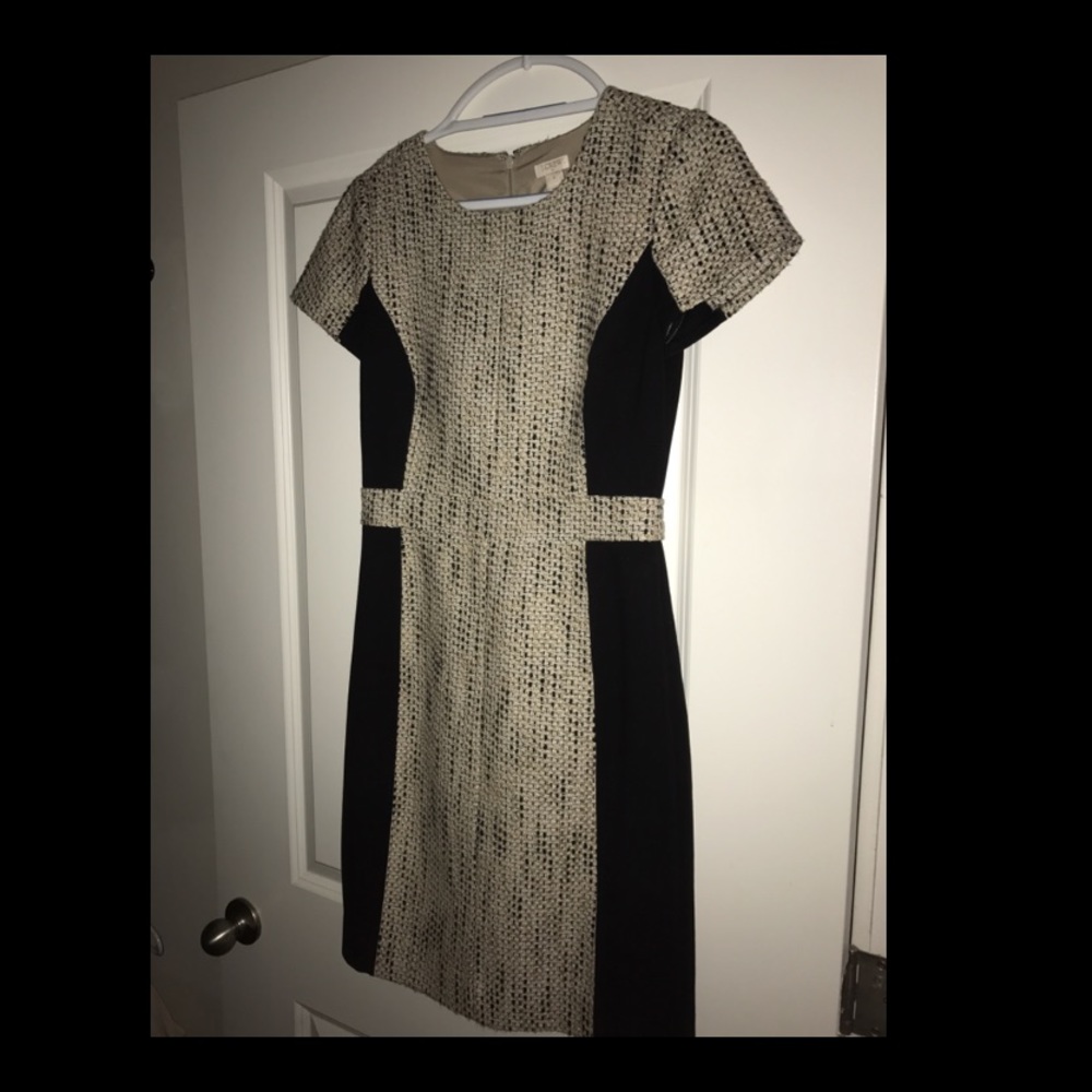 Black/Cream J. Crew Herringbone Structured Dress