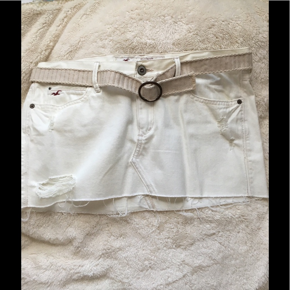White Distressed Denim Skirt