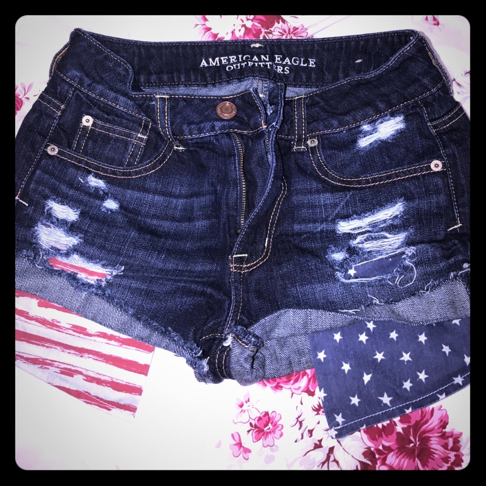 SOLD American Flag AEO Jean Shorts Like New