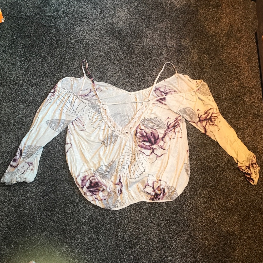 Free People off the shoulder open back top