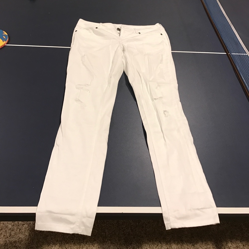 White ripped jeans