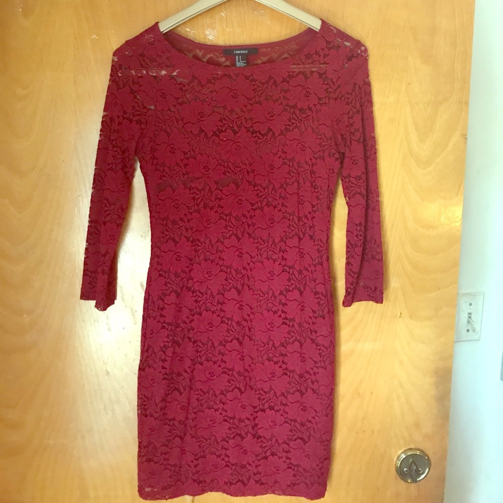Red Slim Tight Laced Cocktail Dress