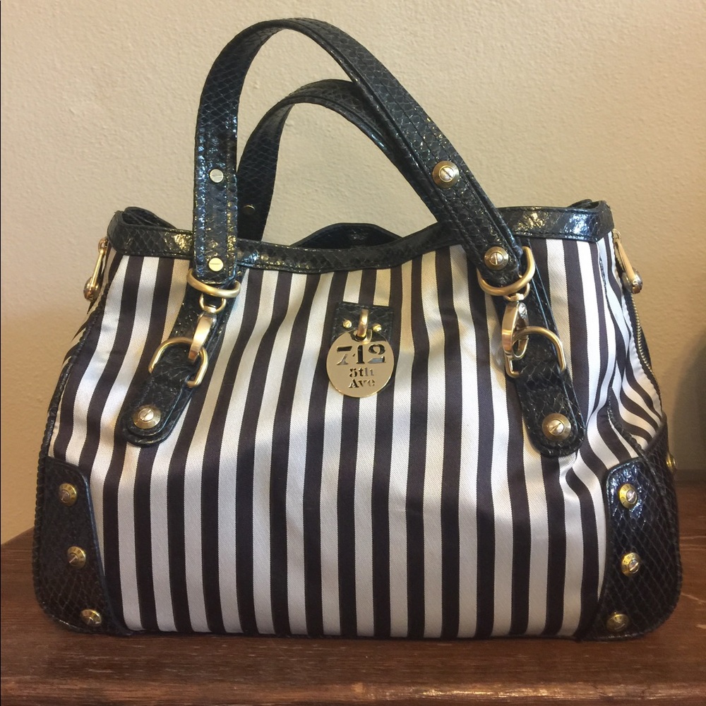 Henri Bendel Striped Satchel