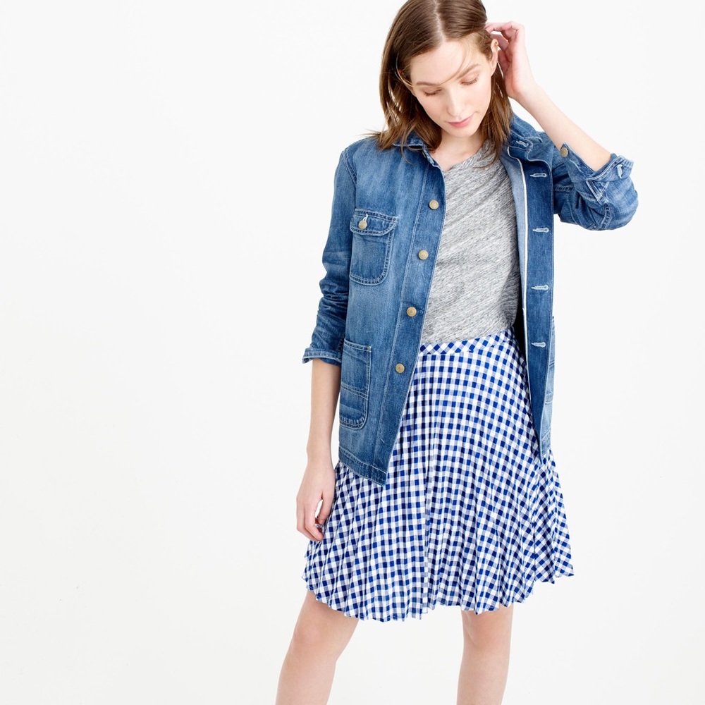 J Crew Pleated Gingham Mini Skirt