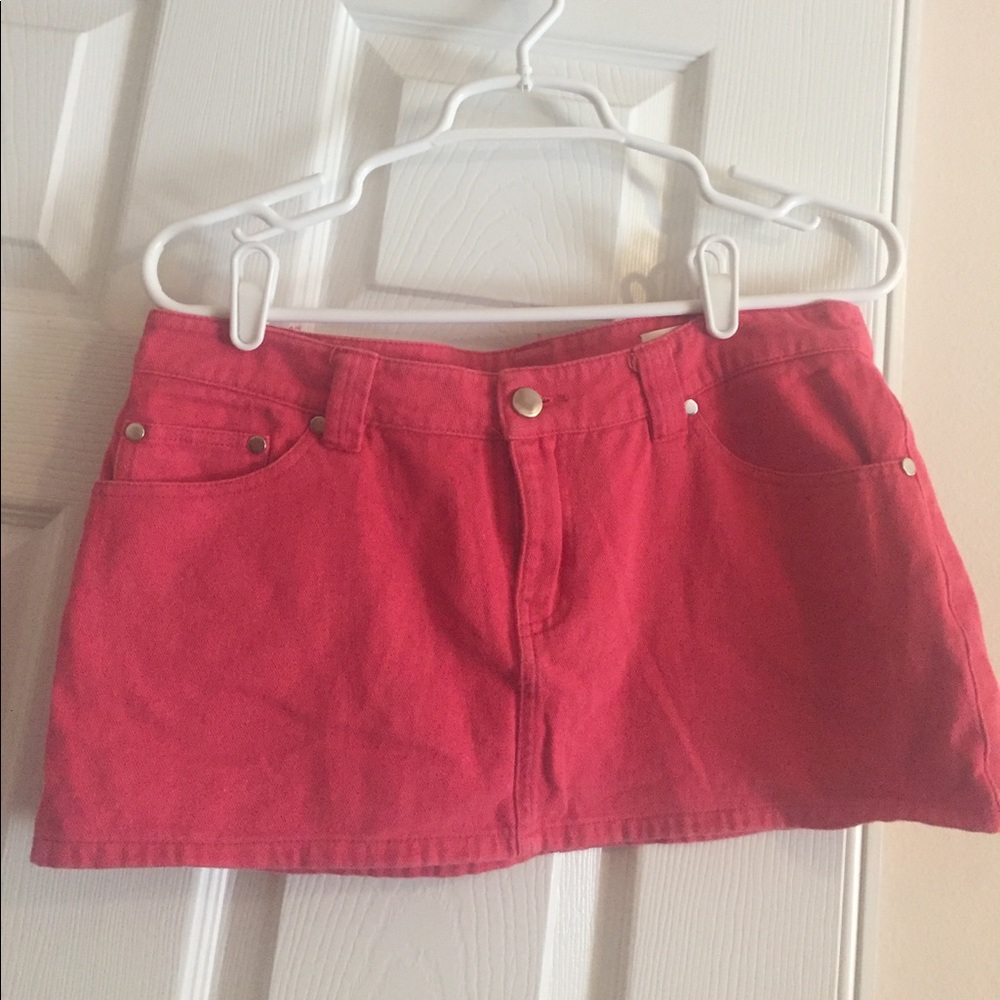 Pink denim miniskirt