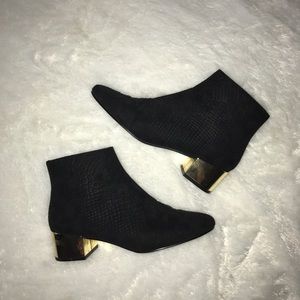 Topshop Faux Snakeskin Gold Heel Bootie