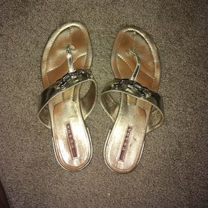 Gold Authentic Prada Thong Sandals