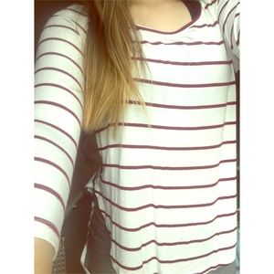 Red and white striped long sleeve top