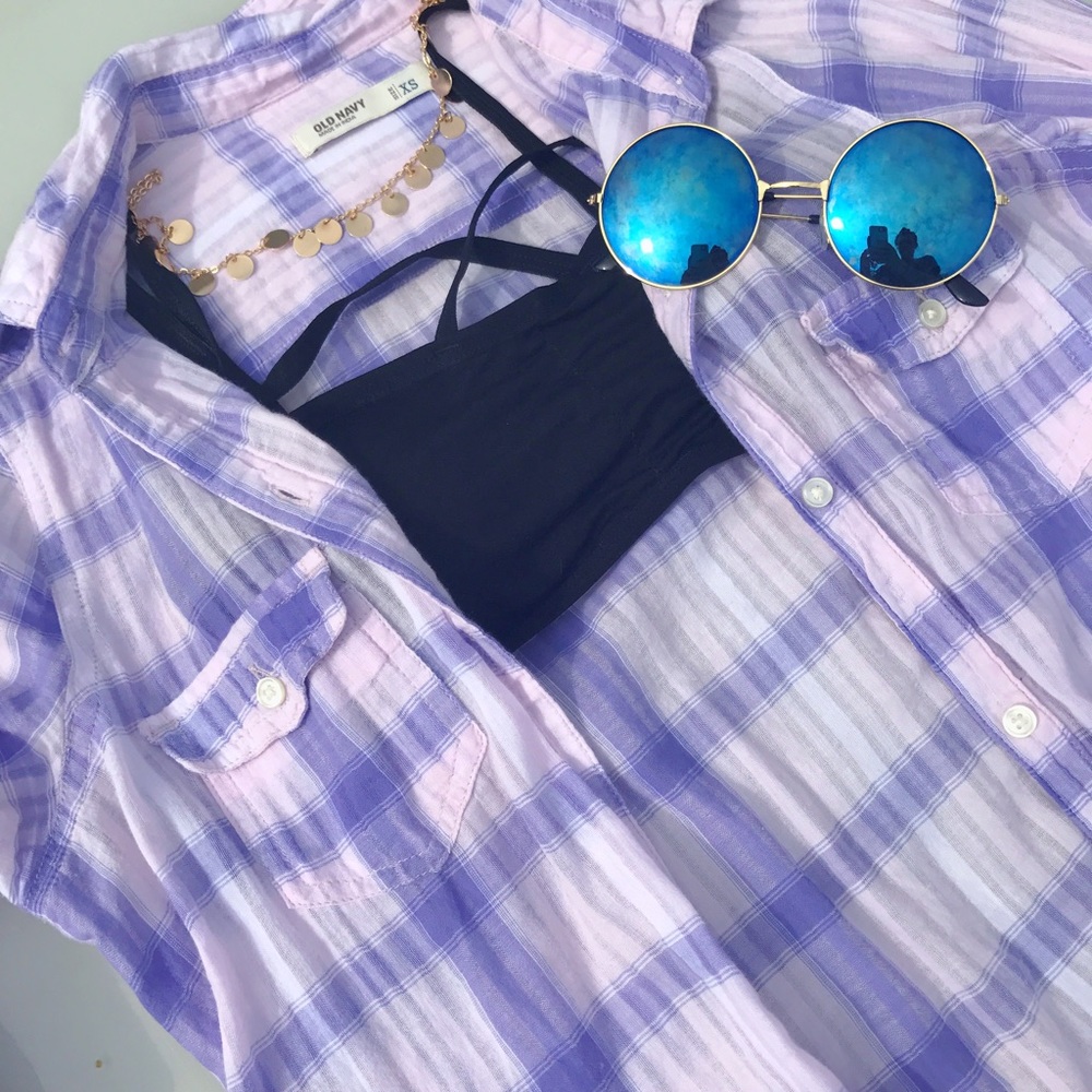 Blue and White Gingham Blouse