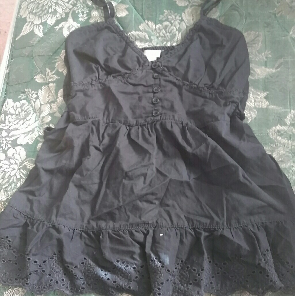 Black tie in back adjustable strap tank top $8 OBO