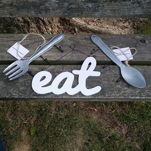 🌺Bundle🌺"EAT" wooden sign & Fork/Spoon Hooks