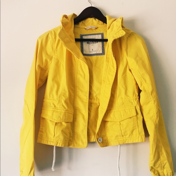 Hollister Bright Yellow Spring Jacket with Hood - Picture 1 of 6