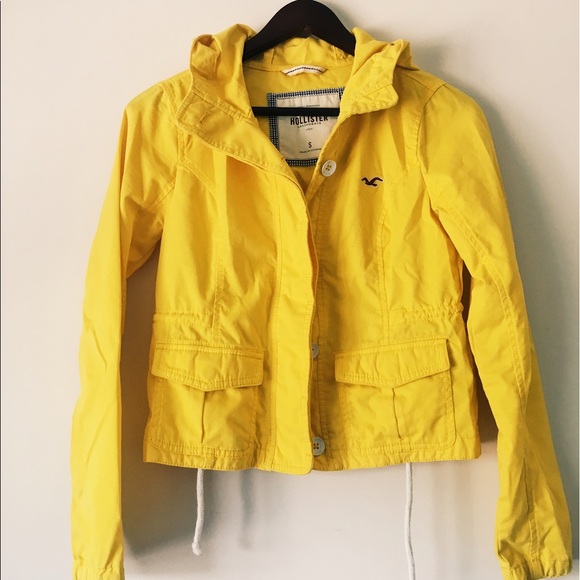 Hollister Bright Yellow Spring Jacket with Hood - Picture 2 of 6