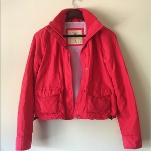 Hollister Bright Red Rain Jacket with Hood