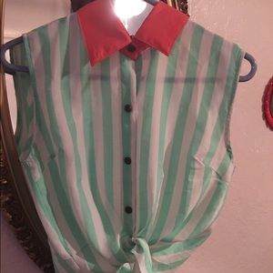Striped green and coral top