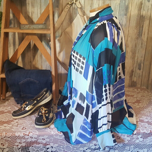 Lane Bryant sheer graphic print blouse - Picture 2 of 6