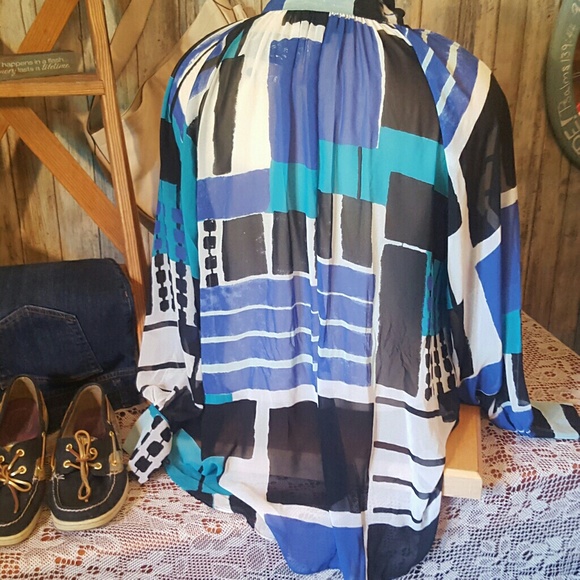 Lane Bryant sheer graphic print blouse - Picture 3 of 6