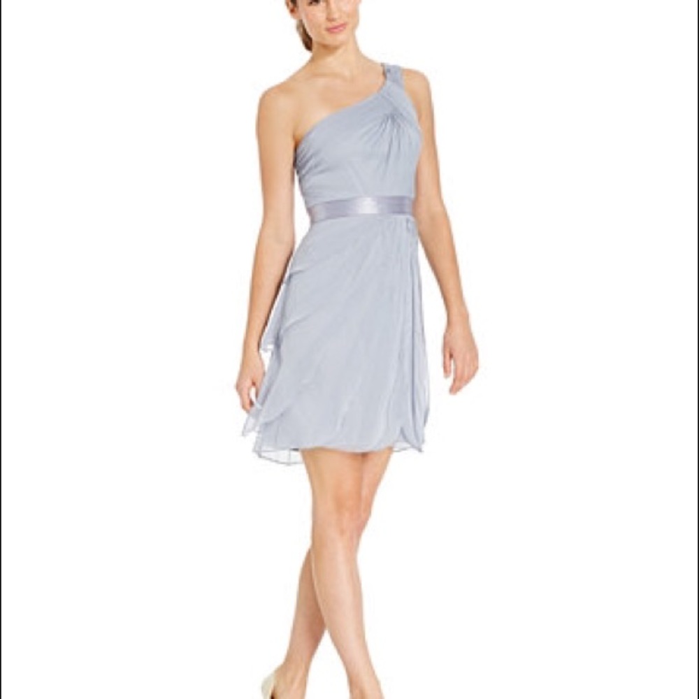 Adrianna Papell Draped One Shoulder Flutter Dress